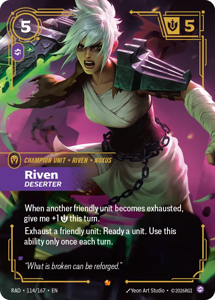 Riven, Deserter