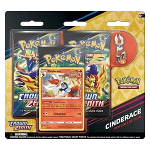 Crown Zenith: Cinderace Pin Collection 3-Pack Blister